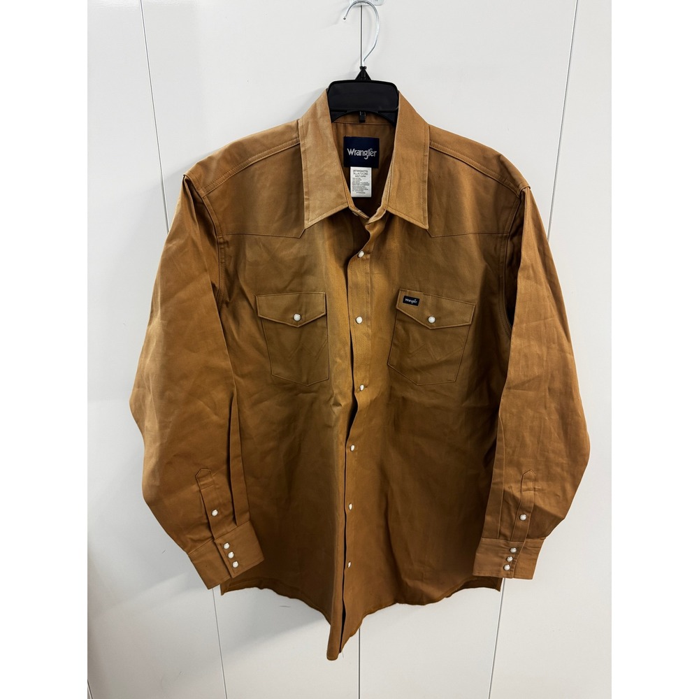 Wrangler Mens 2XT Tall Western Snap Shirt Tan Firm Finish MS715RH Brown L/S